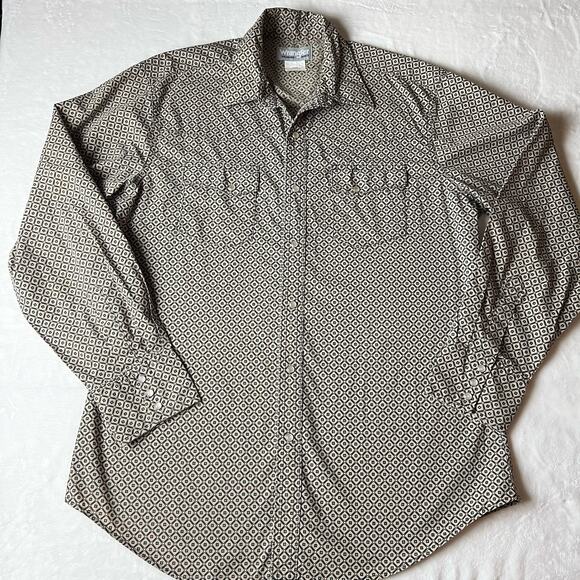 Wrangler Shirt Men's L Black Brown Green Wrancher Pearl Snap Cowboy Western - Picture 1 of 8